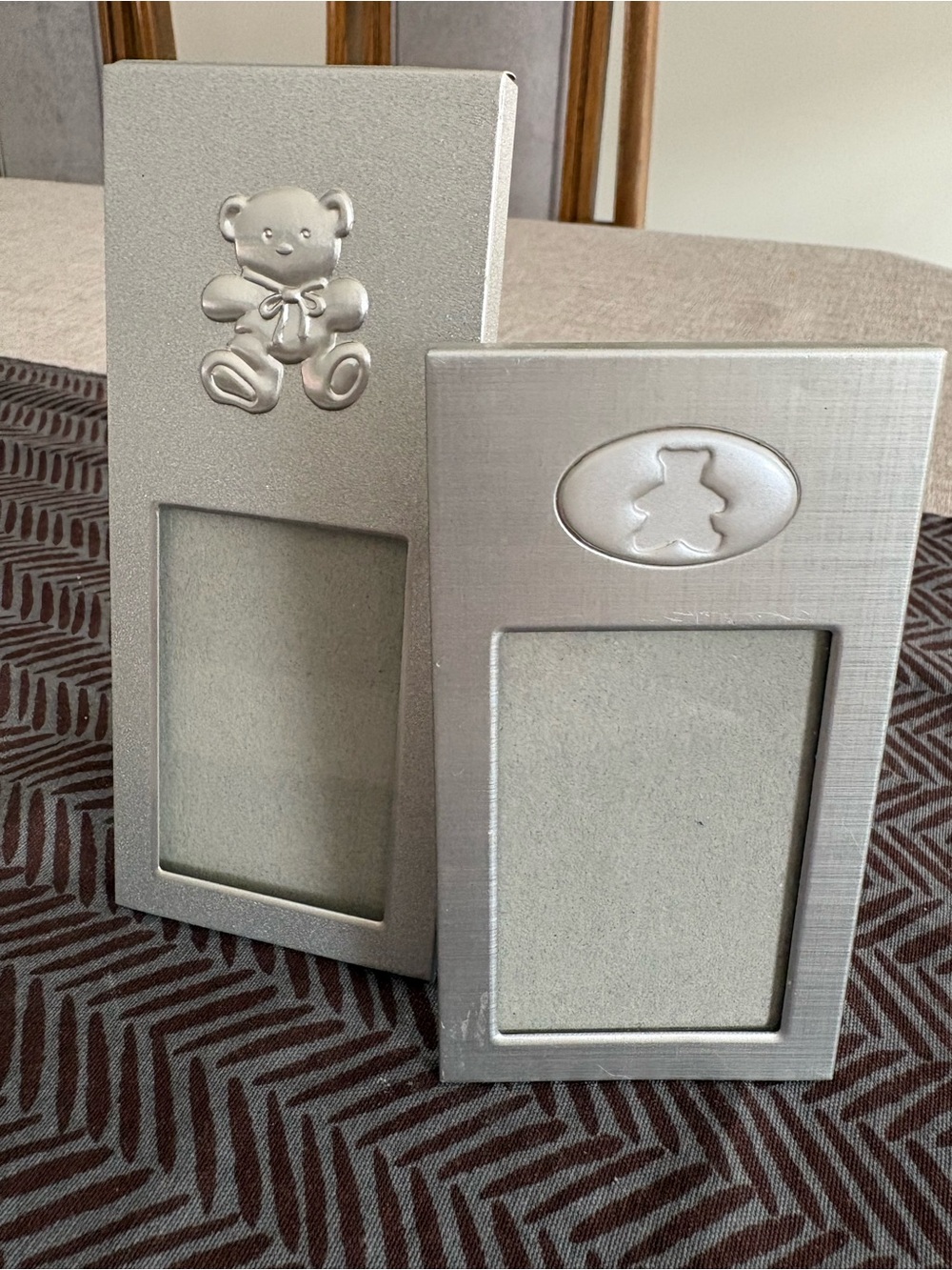 Vintage Silver Teddy Bear 🧸 Baby Picture Frames - Home Accents